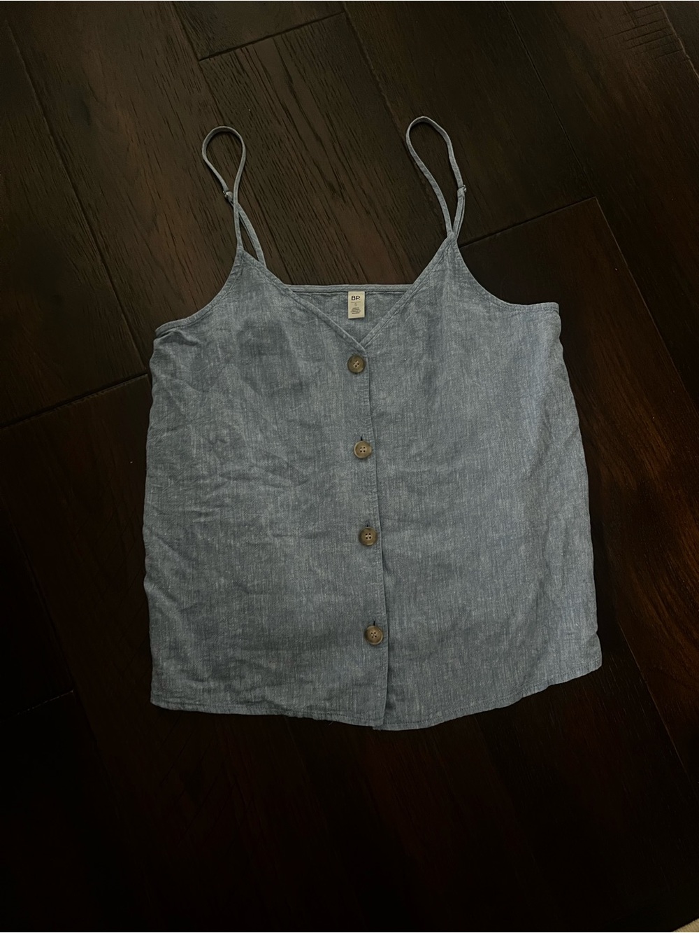Linen Chambray Cami Tank Top - Blue placid